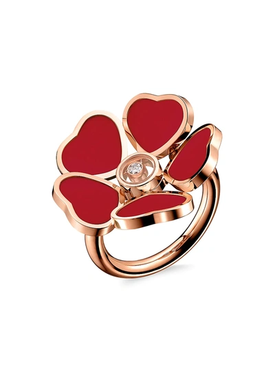 Chopard Women's Happy Diamonds 18k Rose Gold & Diamond Flower Ring