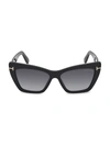 Tom Ford Wyatt Plastic Cat-eye Sunglasses In 01b Black Smoke