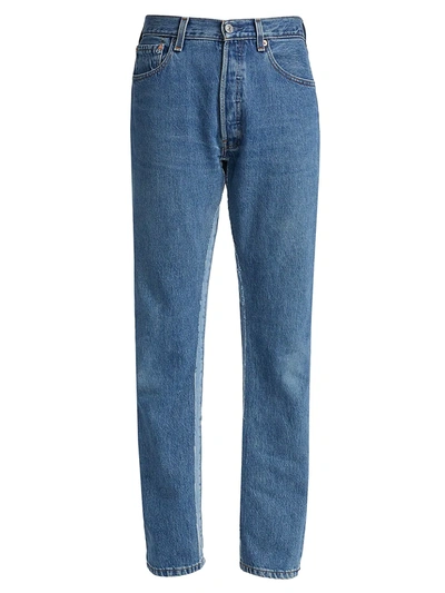 Balenciaga Two-tone Straight Leg Jeans In Washed Indigo