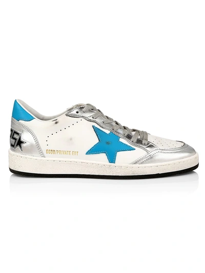 Golden Goose Ball Star Leather Low-top Trainers In White Silver