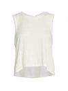 Frame Swingy Linen Muscle Tank In Blanc