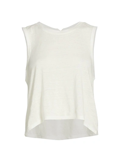 Frame Swingy Linen Muscle Tank In Blanc