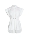 Alexander Mcqueen Drawstring Waist Short Sleeved Shirt In Optical White