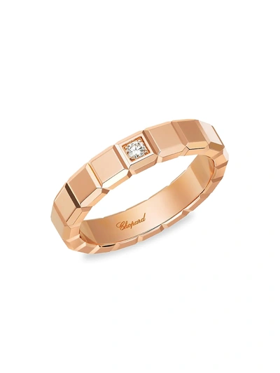Chopard Ice Cube 18ct Rose-gold And 0.03ct Round-cut Diamond Ring In Rose Gold