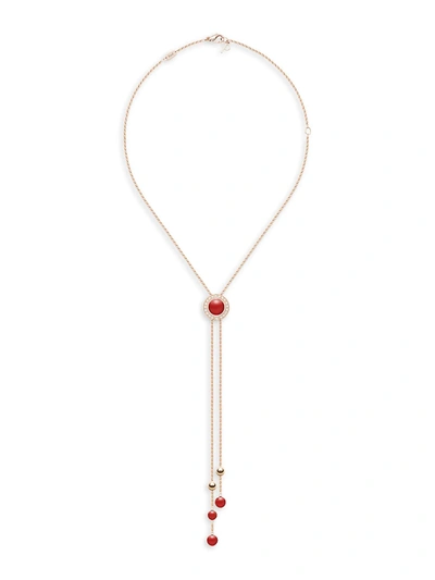 Piaget Women's Possession 18k Rose Gold, Carnelian & Diamond Lariat Pendant Necklace