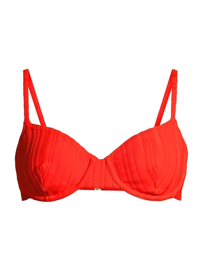 Solid & Striped The Eva Ribbed Bikini Top In Solid Rib Candy Red