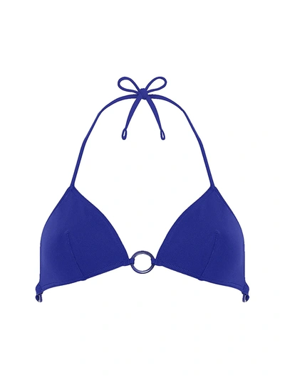 Eres Taiga Embellished Triangle Halterneck Bikini Top In Blue
