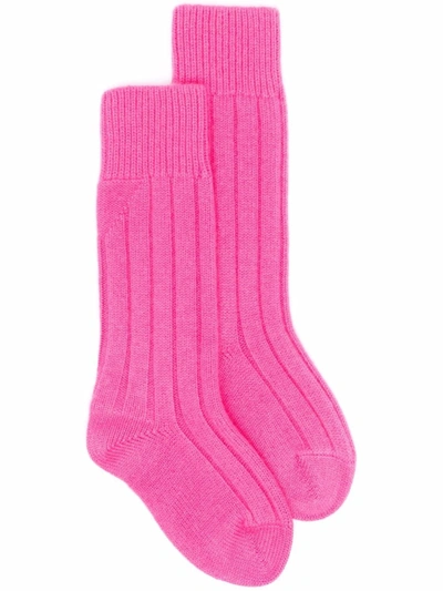 Bottega Veneta Ribbed-knit Cashmere Socks In Pink
