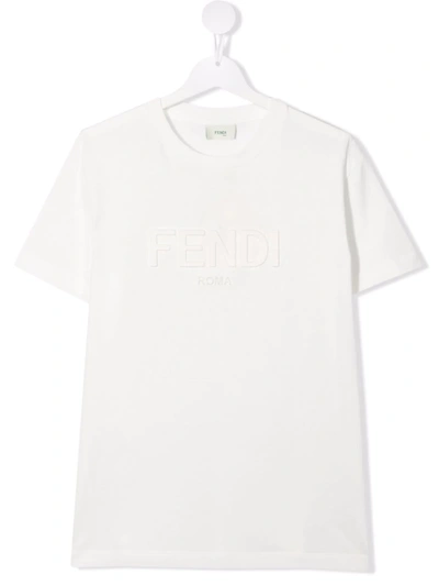 Fendi Teen Debossed-logo T-shirt In White