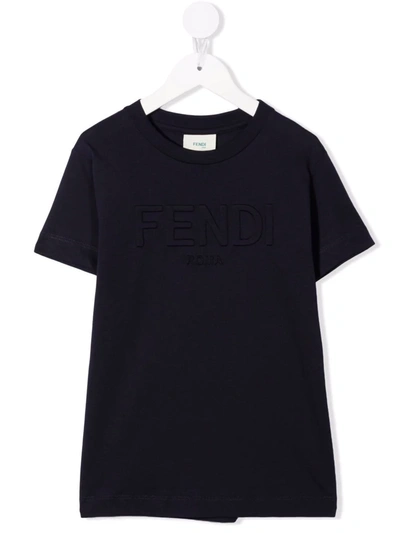 Fendi Kids' Tonal Logo-print T-shirt In Black