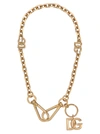 Dolce & Gabbana Logo-charm Chain-link Necklace In Gold