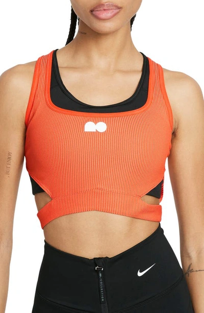 Nike Tennis X Naomi Osaka Ribbed Crop Top In Orange In Orange Frost,team Orange,white