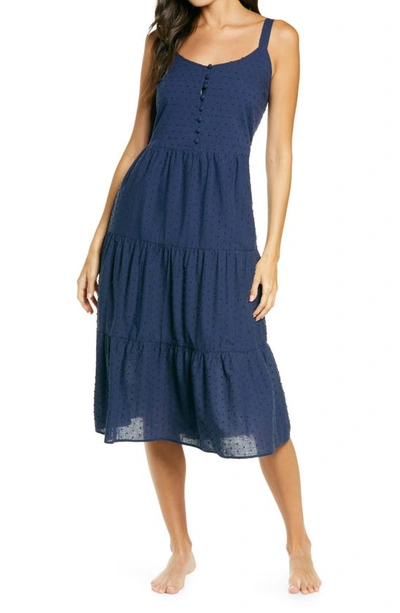 Nordstrom Romantic Swiss Dot A-line Nightgown In Navy Peacoat