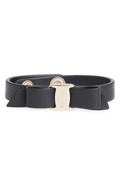 Ferragamo Vara Bow Double-strap Bracelet In Black
