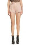 Saint Laurent Vintage-effect Denim Shorts In Glowy Pink Ozone