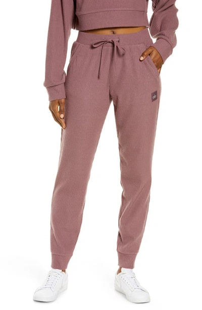 Alo Yoga Muse Ribbed High Waist Sweatpants In Woodrose