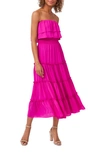 1.state Strapless Ruffle Tiered Dress In Fiercely Fuchsia