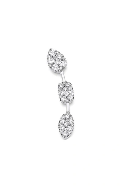 Sara Weinstock Reverie Three-cluster Diamond Ear Crawler Earrings In 18k White Gold Crawler - Right