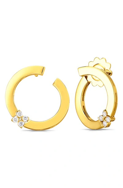Roberto Coin Women's Love In Verona 18k Yellow Gold & Double Diamond Front-facing Hoop Earrings