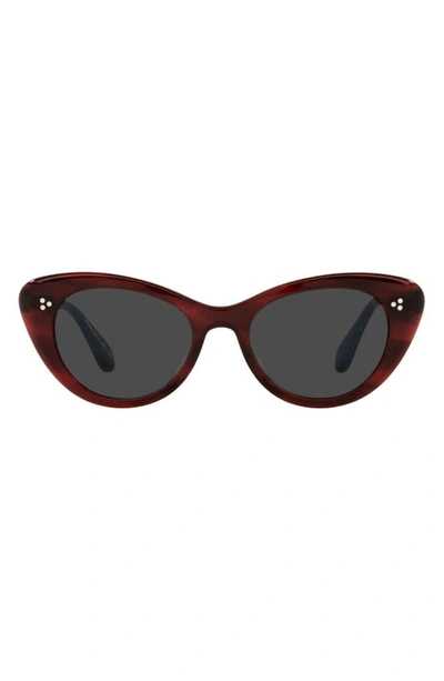 Oliver Peoples Rishell 51mm Cat Eye Sunglasses In Bordeaux Bark / Carbon Grey