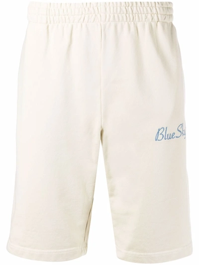 Blue Sky Inn Logo-embroidered Regular-fit Cotton-jersey Shorts In Neutrals