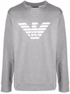 Emporio Armani Logo-print Crew Neck Sweatshirt In Grey Logo