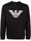 Emporio Armani Cotton Blend Crewneck Sweatshirt In Schwarz