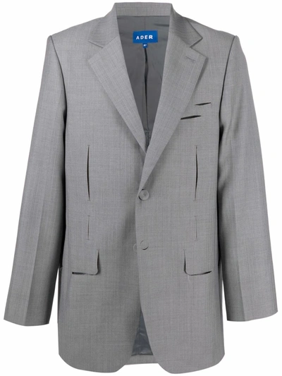 Ader Error Wool-blend Distressed Blazer In Grey