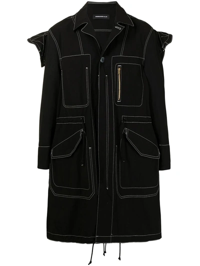 Undercover Button-front Parka Coat In Black