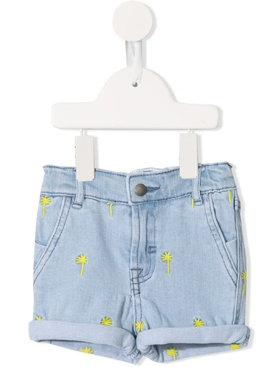 Stella Mccartney Babies' Embroidered Denim Shorts In Blue