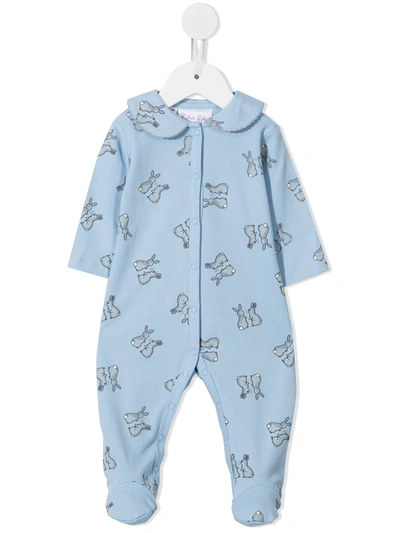 Rachel Riley Rabbit-print Cotton Babygrow In Blue