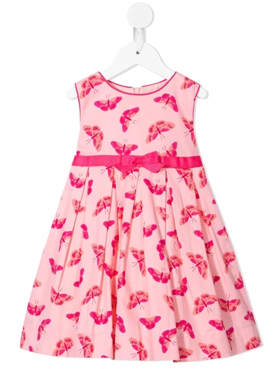 Rachel Riley Kids' Butterfly-print Sleeveless Dress In Pink