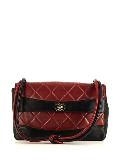 Pre-owned Chanel Two-tone Diamond-quilted Shoulder Bag In Red
