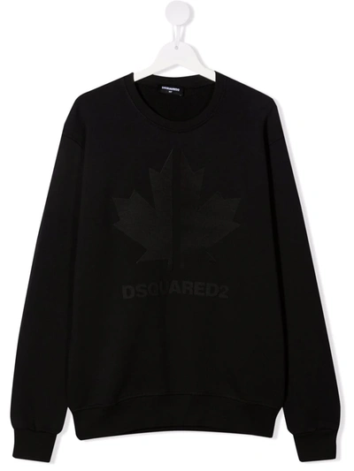 Dsquared2 Teen Logo-embossed Crewneck Sweatshirt In Black