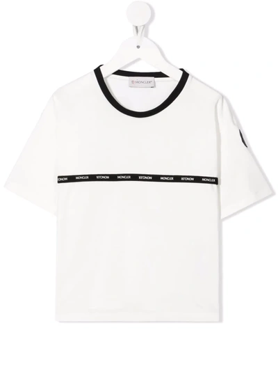 Moncler Kids' Logo-tape T-shirt In White