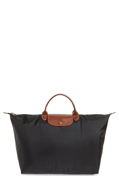 Longchamp 'le Pliage' Overnighter In Black