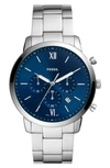 Fossil Men's Neutra Silver-tone Bracelet Watch 44mm In Stainless