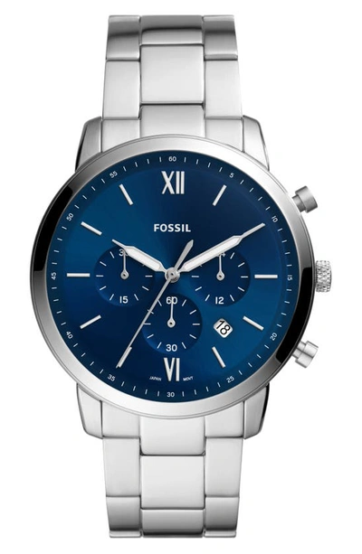 Fossil Men's Neutra Silver-tone Bracelet Watch 44mm In Blue