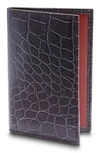 BOSCA CROC EMBOSSED LEATHER CARD CASE,441-197