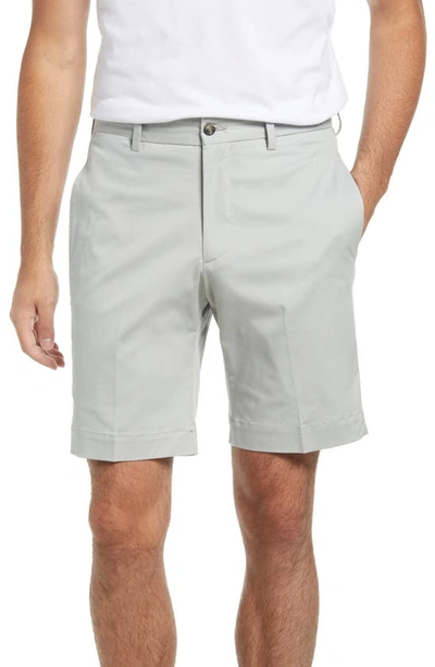 Berle Charleston Flat Front Stretch Twill Shorts In Light Grey