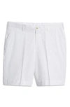 Berle Charleston Flat Front Stretch Twill Shorts In White