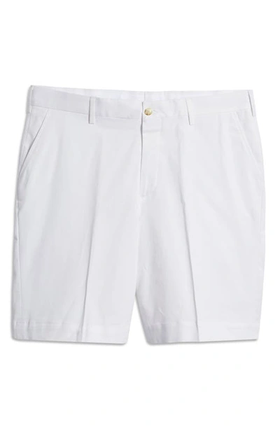 Berle Charleston Flat Front Stretch Twill Shorts In White