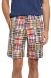 BERLE PATCHWORK MADRAS FLAT FRONT SHORTS,W150-02 HA9