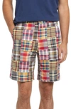 BERLE BERLE PATCHWORK MADRAS FLAT FRONT SHORTS,W150-02 HA9