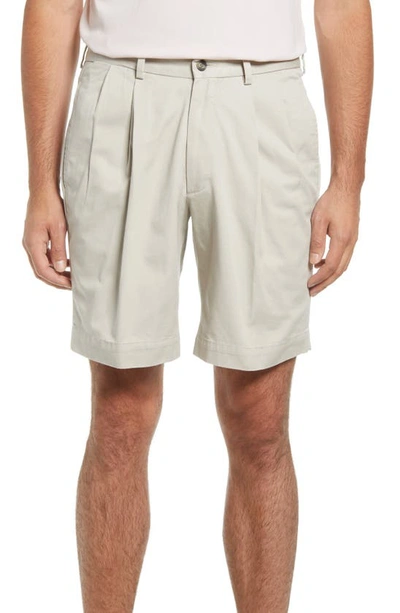 Berle Charleston Pleated Chino Shorts In Stone