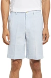 Berle Flat Front Seersucker Shorts In Light Blue