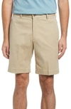 BERLE BERLE CHARLESTON KHAKIS FLAT FRONT STRETCH TWILL SHORTS,W5400-22 SU9