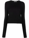 Jil Sander Long-sleeved Fine-knit Top In Schwarz