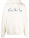 Blue Sky Inn Logo-embroidered Cotton Hoodie In Nude