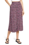 Treasure & Bond Button Front Skirt In Navy Lora Floral
